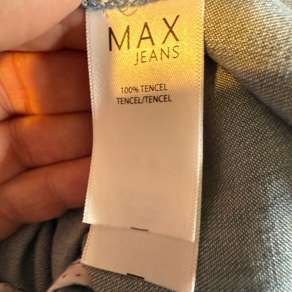 Max Jeans Blue Jean Jacket with Cascading Lapels and Drawstring Tie Belt - Picture 10 of 11